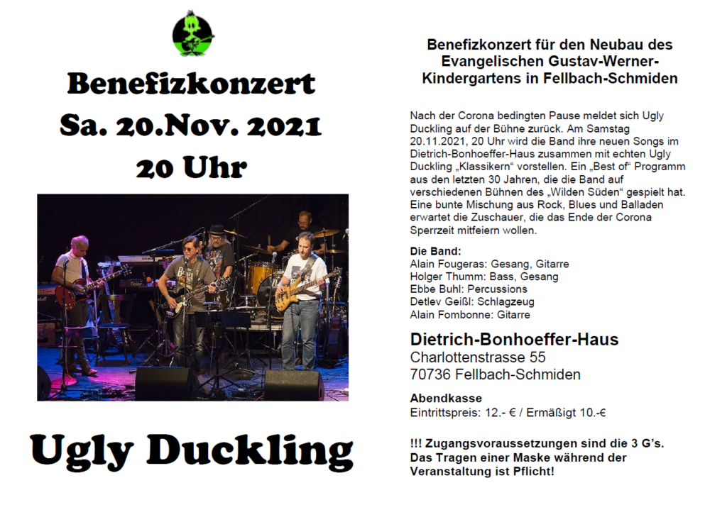 Flyer Ugly Duckling Konzert 20.11.2021